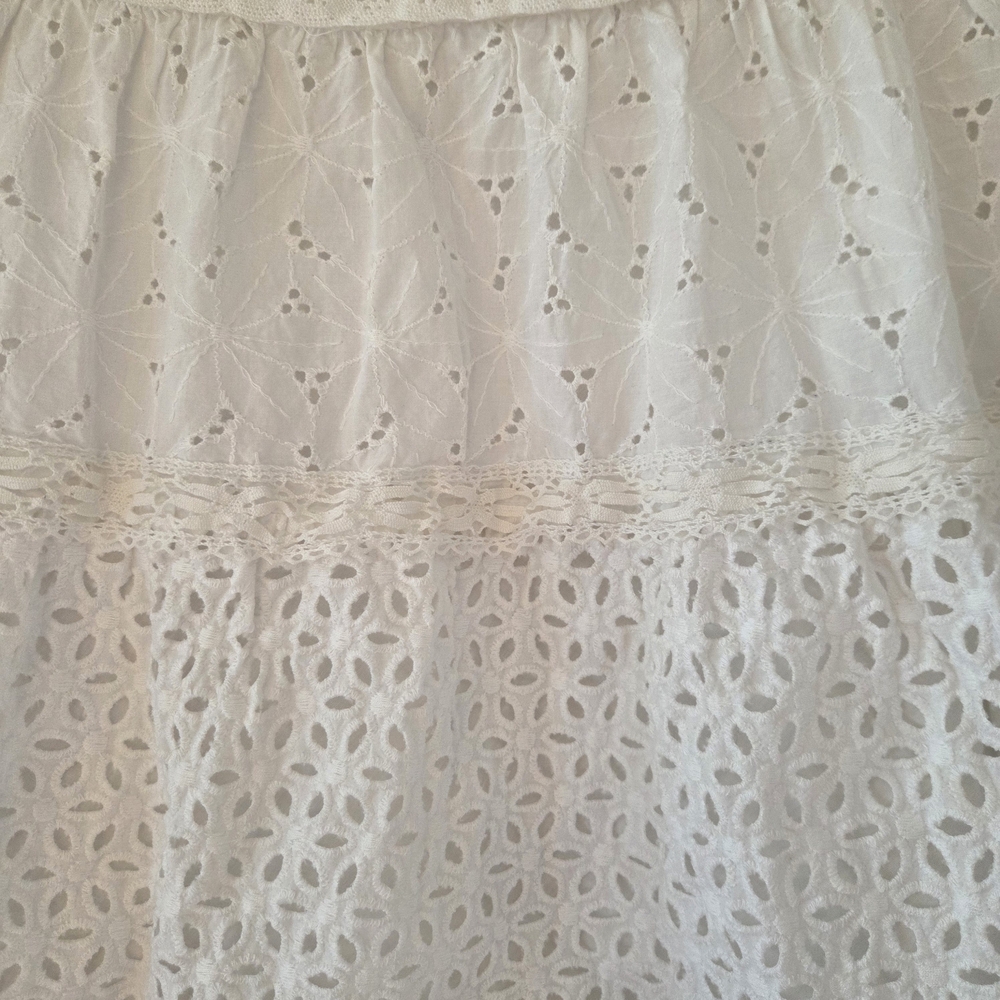 Ralph Lauren White Eyelet Lace Skirt 100% Cotton Knee Length Zipper Closure Sz8 - Picture 7 of 15